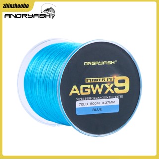 Fs ANGRYFISH Diominate X9 สายเอ็นตกปลา PE แบบถัก 500 ม. 547 หลา 15LB-100LB 9 เส้น สีฟ้า