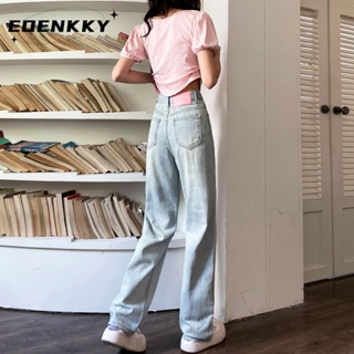 EOENKKY  กางเกงขายาว กางเกงยีสน์ผู้หญิง ทรงหลวม ๆ ตรง Retro Hip Hop Pants 2023 NEW Style  Comfortable Unique ทันสมัย ทันสมัย A97L3DH 36Z230909