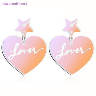 Newsandthen1 1 คู่ สไตล์เกาหลี น่ารัก หัวใจ ต่างหู จี้อะคริลิค ต่างหูกระดุม สีใส ห้อยต่างหู สําหรับผู้หญิง แฟชั่น เครื่องประดับดี