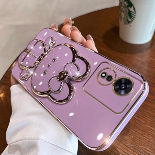 เคสโทรศัพท์มือถือนิ่ม ลายกระต่ายน่ารัก หมุนได้ 360 องศา พร้อมกระจก สําหรับ OPPO A98 5G A58 4G