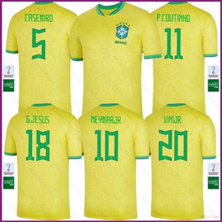 เสื้อกีฬาแขนสั้น ลายทีมชาติฟุตบอล Brazil Jersey NP2 22-23 Casemiro Jesus Neymar ViniJR ชุดเหย้า สําหรับผู้ชาย และผู้หญิง PN2