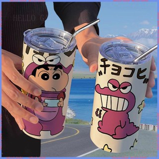 🥤Animation Peripheral Limited Water Cup🥤กระติกน้ําร้อน ลายการ์ตูนชินจังน่ารัก พร้อมหลอดดูด แบบพกพา คุณภาพสูง สําหรับนักเรียน