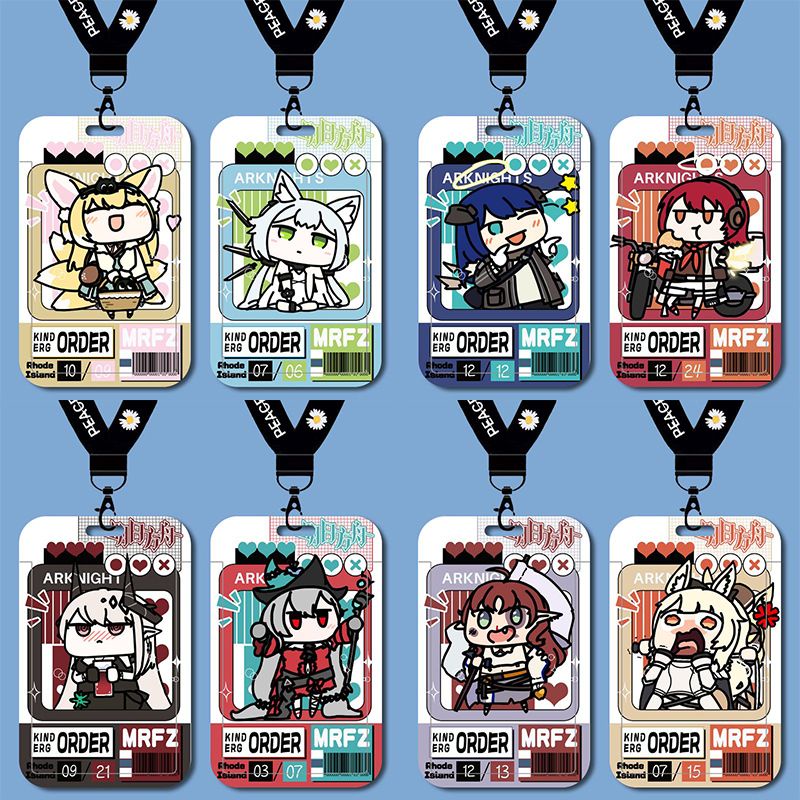 Arknights Rosmontis Skadi Mudrock Student School ID Card Holder Work ID Personal ID Lanyard Name Car