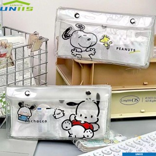 Uniis กระเป๋าเครื่องเขียน กระเป๋าดินสอ PVC โปร่งแสง กันน้ํา จุของได้เยอะ ลาย Pochacco Snoopy สําหรับนักเรียน