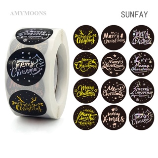 Sunfay สติกเกอร์ฉลาก ลายคริสต์มาส มีกาวในตัว สีบรอนซ์ สําหรับตกแต่ง