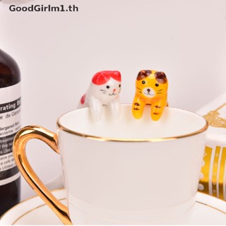 Goodgirlm1 ช้อนกาแฟเซรามิค ลายการ์ตูนแมวน่ารัก 1 ชิ้น