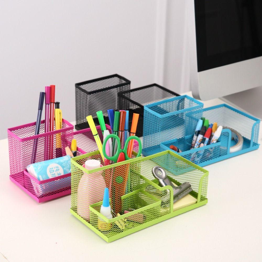 Crazygai ที่ใส่ปากกาตาข่ายสีดําตาราง Organiser โต๊ะทํางาน Top เครื่องเขียนการ์ด Tidy File Storage Rack - รูปที่ 5