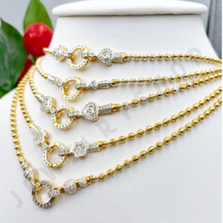 JJISHOP1  jewelryshop K615 สร้อยคอสองกษัตริย์ขั้วเพชร งาน92.5 แท้ สีสันสวยงาม ลวดลายเด่นชัด ขนาด 3 มิล