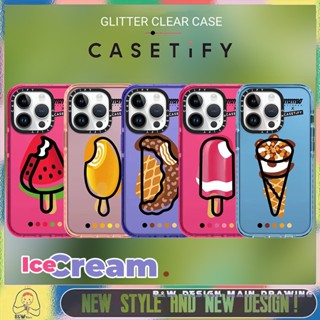 【Glitter Casetify】เคสโทรศัพท์มือถืออะคริลิคใส แบบแข็ง กันกระแทก ลายไอศกรีมน่ารัก สําหรับ iPhone14 13 12 11 Pro Max