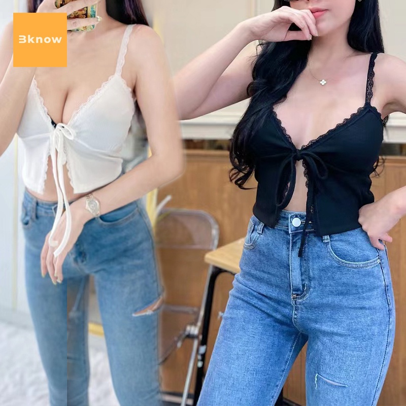 เสื้อสายเดี่ยว เสื้้อใส่เที่ยวมีเชือก โชว์หน้าอกนิดๆ สวยเซ็กซี่ ใส่ถ่ายรูปเก๋ๆ ใส่เที่ยวผับสวยๆ สินค้าพร้อมส่ง