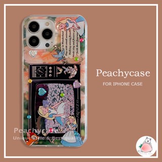 เคสโทรศัพท์มือถือ PC แข็ง ปิดด้านหลัง แบบสองชั้น พิมพ์ลายการ์ตูนเจ้าหญิงอลิซ ดอกไม้น่ารัก สําหรับ iPhone 14 13 12 Pro Max 11 14Pro