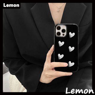 [Lemon] เคสโทรศัพท์มือถือนิ่ม ลายหัวใจ สีดําวาว สําหรับ Iphone 14pro 14promax 13 13pro 13promax 11 12 12pro 12promax XR XSMAX 7P 8P MINI