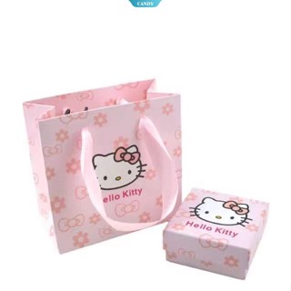 SANRIO ชุดกล่องบรรจุภัณฑ์ ลายการ์ตูนคิตตี้น่ารัก ระดับสูง สีชมพู สําหรับใส่เครื่องประดับ ของขวัญวันหยุดเด็ก [CAN]