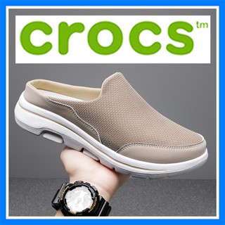 Crocs แบนรองเท้ากีฬาเกาหลีผู้ชาย เดินครึ่งรองเท้าผ้าใบขนาดให…