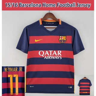 เสื้อกีฬาแขนสั้น ลายทีมชาติฟุตบอล Barcelona 15 16 ชุดเหย้า สไตล์เรโทร สําหรับผู้ใหญ่