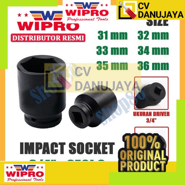 MATA Wipro Impact Socket ประแจ Eye 3/4" 6PT 31 32 33 34 35 36 mm - 31 mm