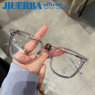 JIUERBA นําเข้า ป้องกันรังสี และป้องกันแสงสีฟ้า เกาหลี สี่เหลี่ยม กรอบใหญ่ แว่นตาแฟชั่น หนามข้าว ผู้หญิง และผู้ชาย แว่นตาแบรนด์เนม