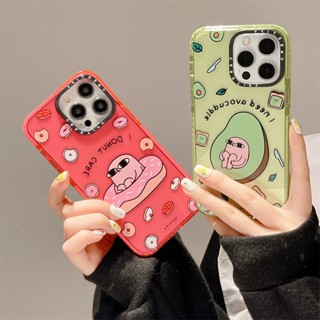 Casetify เคสโทรศัพท์มือถือ พลาสติก TPU กันกระแทก ลายเค้กอะโวคาโด แต่งกลิตเตอร์ มีลายด้านข้าง สําหรับ iPhone 14 Pro MAX 14 Plus 13 Pro MAX 12 Pro MAX 11