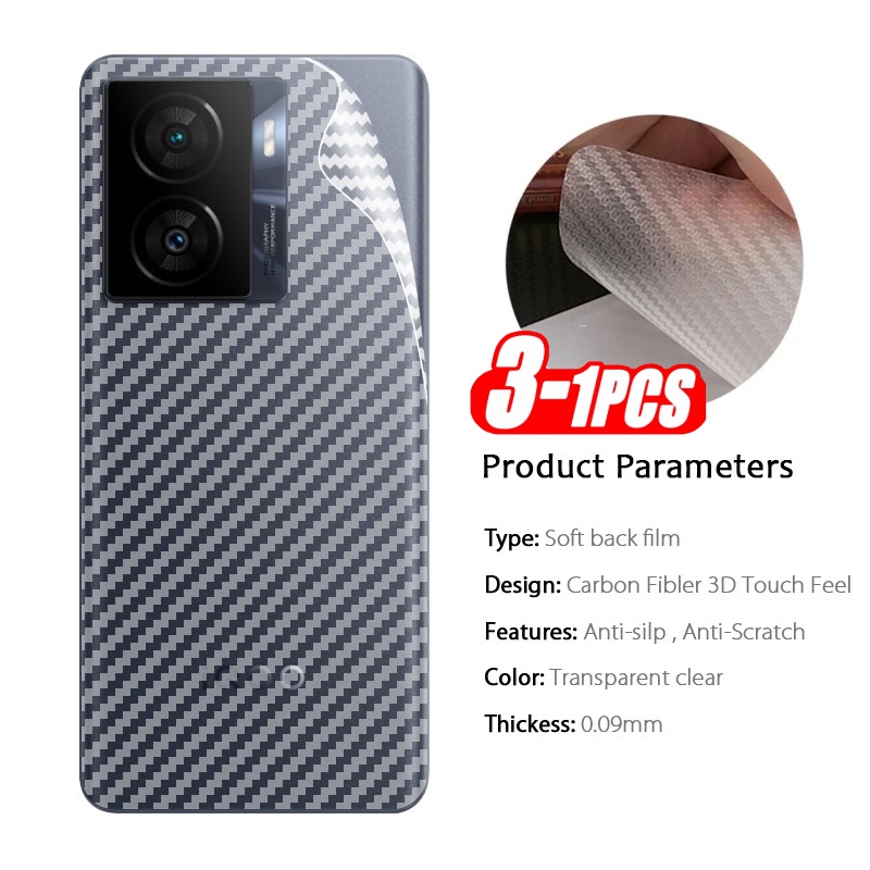 สติกเกอร์ฟิล์มคาร์บอนไฟเบอร์ กันรอยขีดข่วน ด้านหลัง 3D สําหรับ iQOO Z7 Z7x 5G iq00 2023 iQOOZ7 iQOOZ