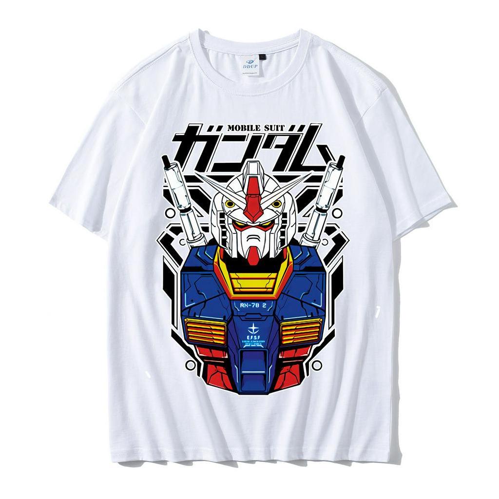 GSI  [มีสินค้า] [ค่ส่งฟร] ｛Cod｝เสื้อยืดคอตตอน พิมพ์ลายการ์ตูนน่ารัก Gundam Warrior Flying เสื้อยืดผ้