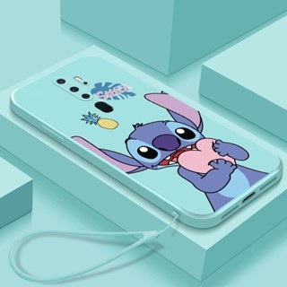 เคสโทรศัพท์มือถือ Tpu นิ่ม ลายการ์ตูน Stitch สีฟ้า พร้อมสายคล้อง สําหรับ OPPO Reno 8 7 8Z 7z 8T Reno 8 Pro 7 5 6 Lite