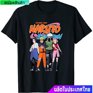 TOP CTข้อเสนอพิเศษ นารูโตะ แอนิเมชั่นญี่ปุ่น Naruto Shippuden Team 7 With Naruto Logo T-Shirt T-Shirtคอกลม แฟชั่น ผ้าฝ้า