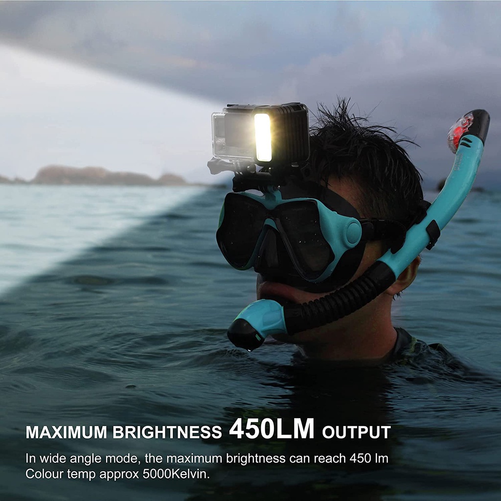 Skyeyes ไฟ LED กันน้ํา 45 ม. สําหรับกล้องแอคชั่น SJCAM DJI Action 2 3 Insta360 ONE R RS GoPro และอื่น ๆ
