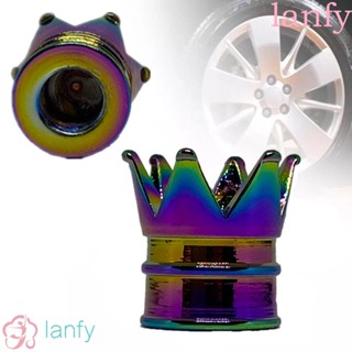 Lanfy ฝาครอบวาล์วล้อยางรถยนต์รถจักรยานหลากสี 4 ชิ้น