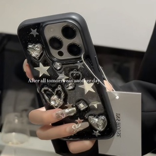 Ins ใหม่ เคสโทรศัพท์มือถือ อีพ็อกซี่ กันตก ป้องกัน ลายสามมิติ สีดํา สําหรับ Apple Iphone 14promax 13 11 14pro 13pro 14