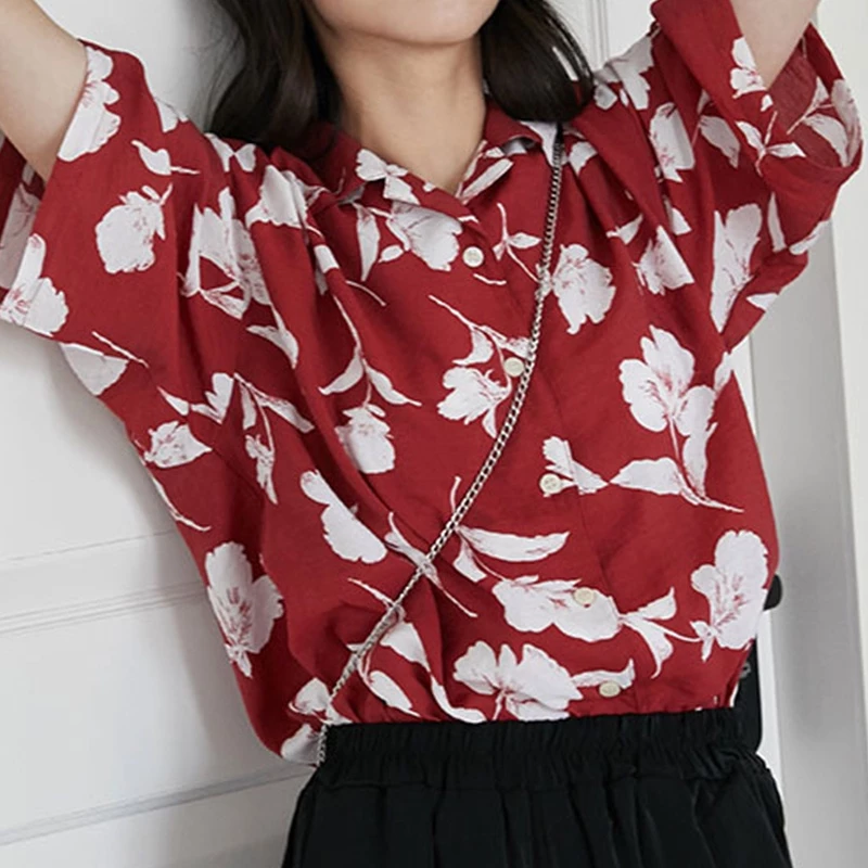 เสื้อเชิ้ตแขนสั้น ลายดอกวินเทจ ผ้าไหมอิตาลี สงกรานต์ผู้หญิง thumbnail 6