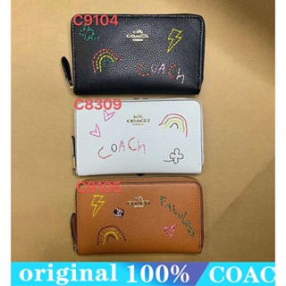 Coach c9104 Diary embroidery กระเป๋าคลัทช์สำหรับสุภาพสตรี กระเป๋าใส่เหรียญกราฟฟิตีแบบสร้างสรรค์