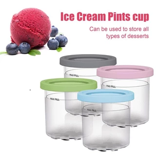 Yin 4 ชิ้น Ice Cream Maker เปลี่ยนขวดเก็บสําหรับ NINJA- CREAMI NC299AMZ NC300s