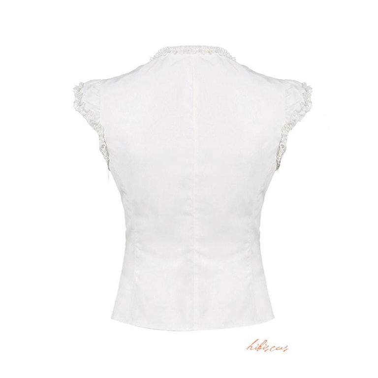 Hibiscus- เสื้อยืด คอกลม แขนเคป ผูกเชือกด้านหน้า พิมพ์ลายลูกไม้ สําหรับผู้หญิง - รูปที่ 4