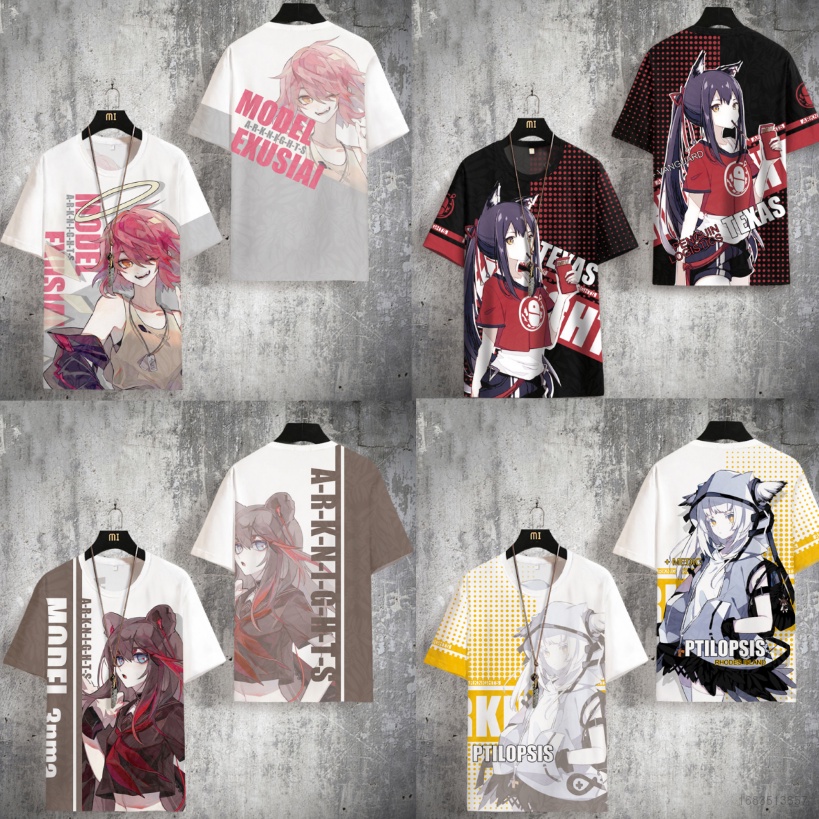 Ag Arknights เสื้อยืดลําลอง แขนสั้น พิมพ์ลายอนิเมะ Exusiai Ptilopsis 3D โอเวอร์ไซซ์ แฟชั่น สําหรับทุ