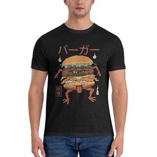 เสื้อยืด ผ้าฝ้าย พิมพ์ลายกราฟฟิค Yokai Burger Food Monster Spirit