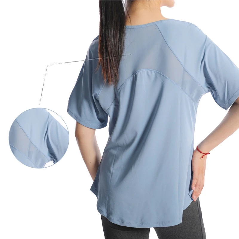 เสื้อยืด แขนสั้น ผ้าตาข่าย แห้งเร็ว พลัสไซซ์ 5XL สําหรับผู้หญิง ใส่ออกกําลังกาย เล่นโยคะ เข้ายิม