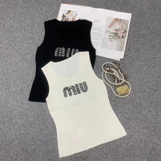 Miu Miu เสื้อสายเดี่ยว แขนกุด แฟชั่นฤดูร้อน สไตล์เกาหลี 2023