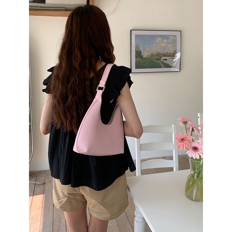 🤎กระเป๋าสะพายไหล่ กระเป๋าถือ แฟชั่นสําหรับสตรี ครึ่งแขน ลายดวงจันทร์ แบบเรียบง่าย สไตล์เกาหลี