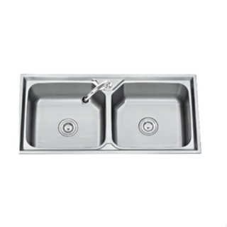 Ghouse Online-TECNOSTAR อ่างล้างจาน 2 หลุม Sink TNS 201000 SS สีโครเมี่ยม สินค้าขายดี