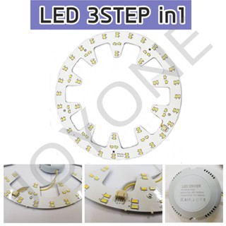 สว่างกว่าเดิม แผงไฟแม่เหล็ก LED 3STEP 3สีในหลอดเดียว แบบใหม่สว่างกว่าเดิม แผงวงจรแอลอีดีกลม โคมไฟเพดาน24wเปลี่ยนสี