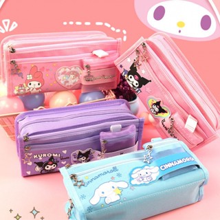 Sanrio กล่องดินสอ เครื่องเขียน อเนกประสงค์ ลาย Kuromi Cinnamoroll สําหรับนักเรียน สํานักงาน