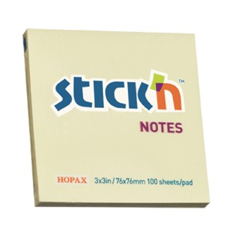 StickN กระดาษโน้ต 3x3"  รุ่น Pastel 21007 สีเหลืองพาเทล