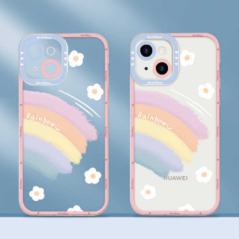 เคส Huawei P30 P20 P40 Pro P50 ปลอก Mate 30 20 40 50 Pro Mate30 Mate40 นุ่มกันกระแทกโปร่งใสสายรุ้ง