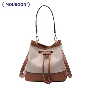 MOUSOON Bag World ผู้หญิงใหม่สีชนกระเป๋า Bucket ระเบิดไหล่เดียวเอียงช่วงกระเป๋าถือ