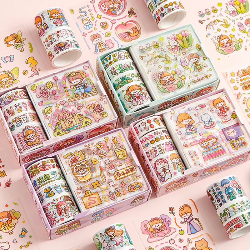 สติกเกอร์เทป ลายการ์ตูน สําหรับตกแต่งสมุดภาพ diy TZ040