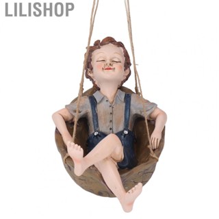 Lilishop Outdoor Hanging Statues  Hanging Boy Statue Resin Material  for Office