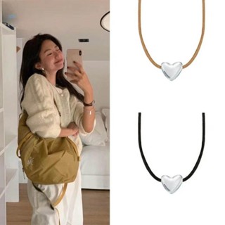 NERV Y2K Shell Heart Pendant Rope Tie Choker Necklace for Women Elegant Minimalist