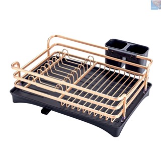 Aluminum Alloy Dish Rack with Drainage Outlet Storage Rack for Dishes Kitchen Rack Kitchen Sink Drying Shelf Bowl Holder Tool Holder Storage Box Drain Rack with