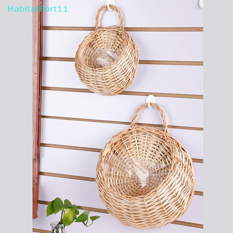 HabitatPort Wall Planter พืชดอกไม้หม้อ Handmade หวายหวายตะกร้าตกแต่งบ้าน th