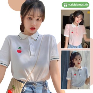 🔥พร้อมส่ง🔥MSD  เสื้อไหมพรมคอปกกระดุมหน้า เสื้อยืด เสื้อแฟชั่นผญ Polo  เสื้อยืด